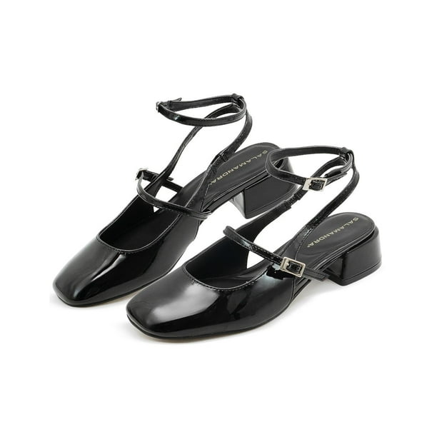 Zapatilla elegante Salamandra para Mujer Formal charol negro 23.5