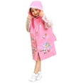 thumbnail image 2 of Rain Poncho for Girls Boys Waterproof Packable Button Cute Cartoon Pattern 1 Piece Outdoor Kids Rain Coat Rainwear Pink 15-16 Years, 2 of 4