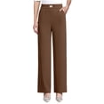 thumbnail image 2 of GILIGEGE Women Senior Ladies Over 50 Soft Silky Flowy Breathable Stretch Fabric High Waist Elastic Waistband Pull On Loose Fit Wide Leg Flared Straight Leg Solid All Season Casual Trousers Coffee, 2 of 8