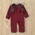 thumbnail image 4 of Odeerbi Toddler Romper Baby Boys Girls Clothes Infant Solid Cartoon Ears Romper Hoodie Fleece Jumpsuit Burgundy, 4 of 8
