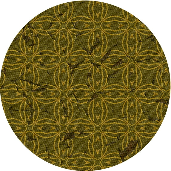 Ahgly Company Indoor Round Patterned Bakers Brown Area Rugs, 5' Round