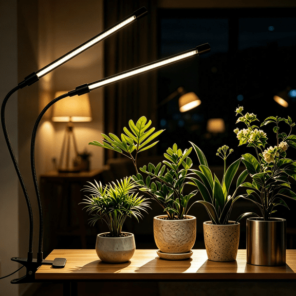 Full Spectrum LED Grow Light,Clip-On Plant Growing Lamp with 5 Dimming Levels,3/9/12H Auto Timer,Supplemental Grow Light for Indoor Plants,Seedlings and Succulents
