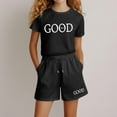 thumbnail image 2 of SUXIAN Girls Fashion Letter Print Casual Loose Short Sleeve Suit Cozy Outfit for Black 120, 2 of 4
