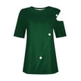 thumbnail image 3 of Womens Cold Shoulder Tops 2025 Summer Trendy Gradient/Solid Color Dressy Casual T-Shirts Crewneck Ladies Going Out Tunic Blouses, 3 of 6