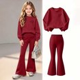 thumbnail image 2 of Cethrio Girls Fashion Outfit Sets, Pullover Long Sleeve Micro‑fleece Lined 2 Piece Girls' Clothing Sets Wine Size 14-15 T, 2 of 9