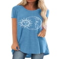 thumbnail image 1 of T-shirt à Manches Courtes pour Femmes, Hauts Grande Taille, Tunique Décontractée à Col en V, Blouse Ample, 1 of 2