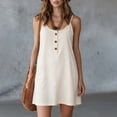 thumbnail image 7 of biudgviw Summer Dresses for Women Button Front Casual Sleeveless Tank Dress Breathable V Neck Mini Dress with Adjustable Strap, 7 of 7