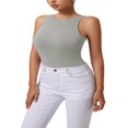 thumbnail image 1 of QJUHUNG Tank Bodysuit for Women Halter Neck Sleeveless Ribbed Bodysuit Basic Tank Tops, 1 of 8