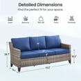 thumbnail image 7 of PARKWELL Outdoor 3 Seats Patio Sofa Furniture,All-Weather Wicker Rattan Deep Seat Couch with Removable 4-Inch Thick Cushions,3-Seat Furniture for Deck, Backyard,Gray/Navy, 7 of 7