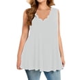 thumbnail image 1 of CHUMUD Plus Size Workout Tank Tops for Women Athletic Loose Fit Top Trendy Sleeveless Ruffle V-Neck Babydoll Gym, 1 of 5