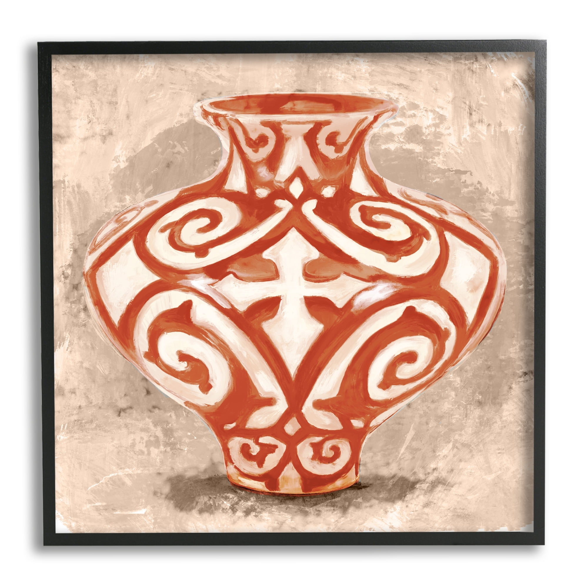 Stupell Industries Round Urn Modern Still Life Bold Red Pattern, 24 x 24,Design by Daphne Polselli