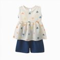 thumbnail image 4 of KPOPLK Toddler Girl Clothes, 2Pcs Baby Girl Summer Outfits Sleeveless Tank Shirts Tops + Shorts Clothing Sets 1-5T(18-24 Months,Blue), 4 of 4