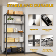 thumbnail image 6 of M MZG 5 Tier Storage Garage Shelves, 1250 lbs, 13.8" D x 35.4" W x 68.5" H, Black Wire Shelving Units, 6 of 9
