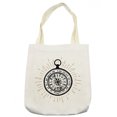 thumbnail image 1 of Compass Tote Bag, Hand Drawn Vintage Inspired Sea Navigation Journey Themed Black and White Design, Cloth Linen Reusable Bag for Shopping Books Beach and More, 16.5" X 14", Cream, by Ambesonne, 1 of 2