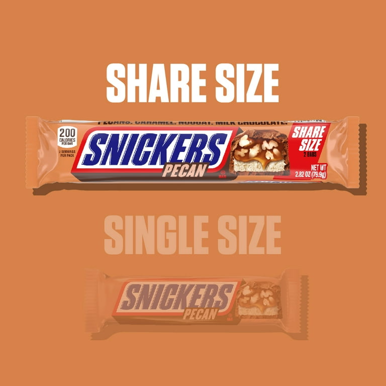 SNICKERS, Milk Chocolate Bar, 2.82 oz, Share Size Nutty Pecan