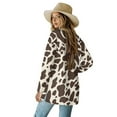 thumbnail image 2 of Garronmavis Long Sleeve Open Front Shirts for Women Cardigan Sweater with Pockets Size Sweater Coats Fall Cover Up Cardigan Brown Cow Print, 2 of 6