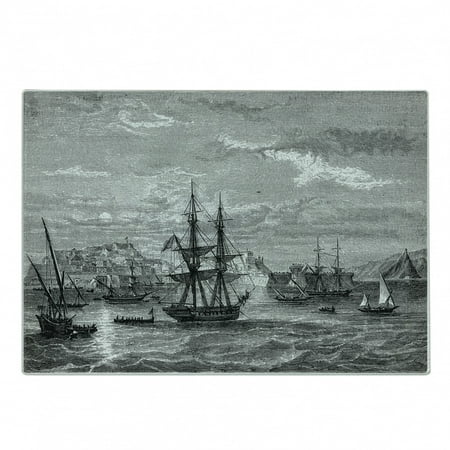 

Antique Cutting Board Departing from Elba Vintage Engraved Illustration History of France Sails Vessels Decorative Tempered Glass Cutting and Serving Board Small Size Black Grey by Ambesonne