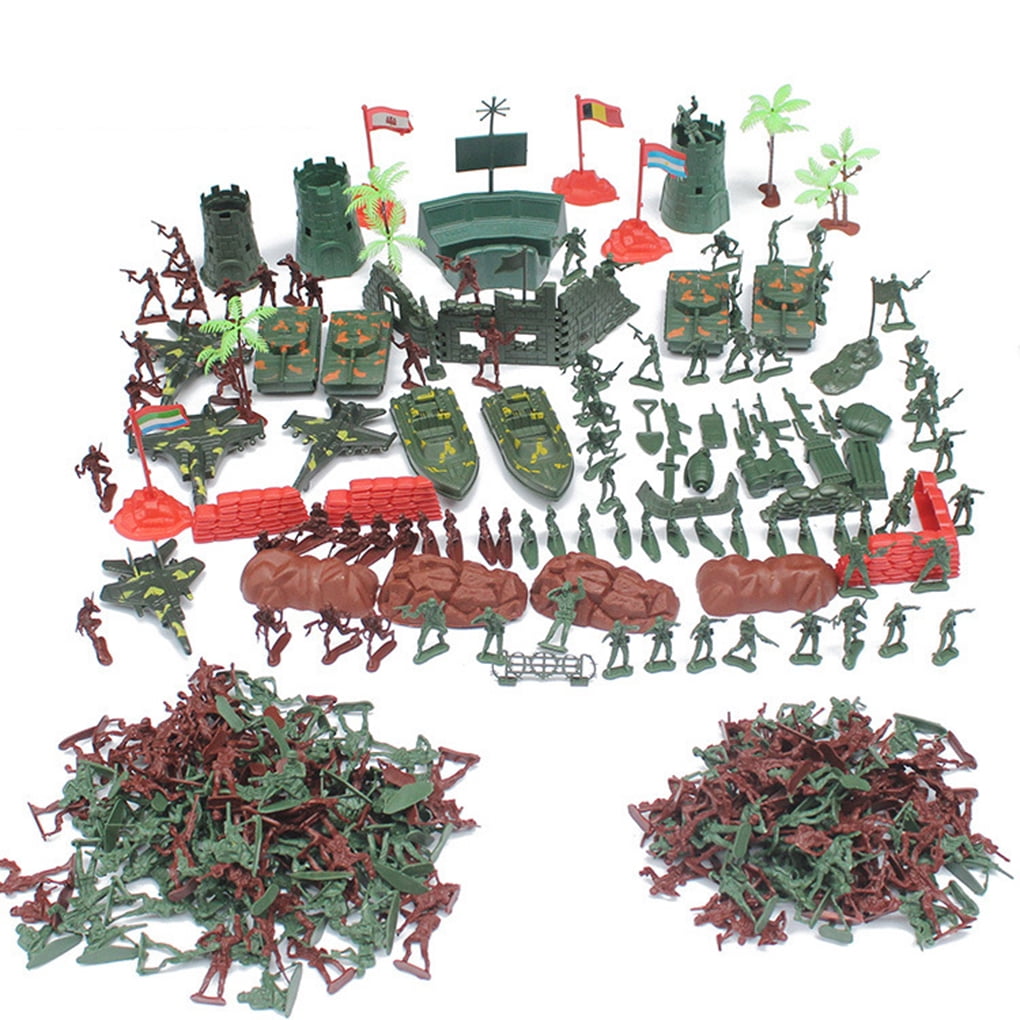 10pcs Kids Military Tank Model Toy Soldier Army Men Sand Table Accessories 