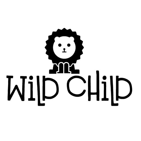 Wild Child Lion Fun Crazy Trouble Funny Zoo Animals Wall Decals for Walls Peel and Stick wall art murals Black Small 8 Inch