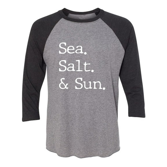 Sea. Salt. & Sun. Unisex 3/4 Sleeve Baseball Raglan Tee