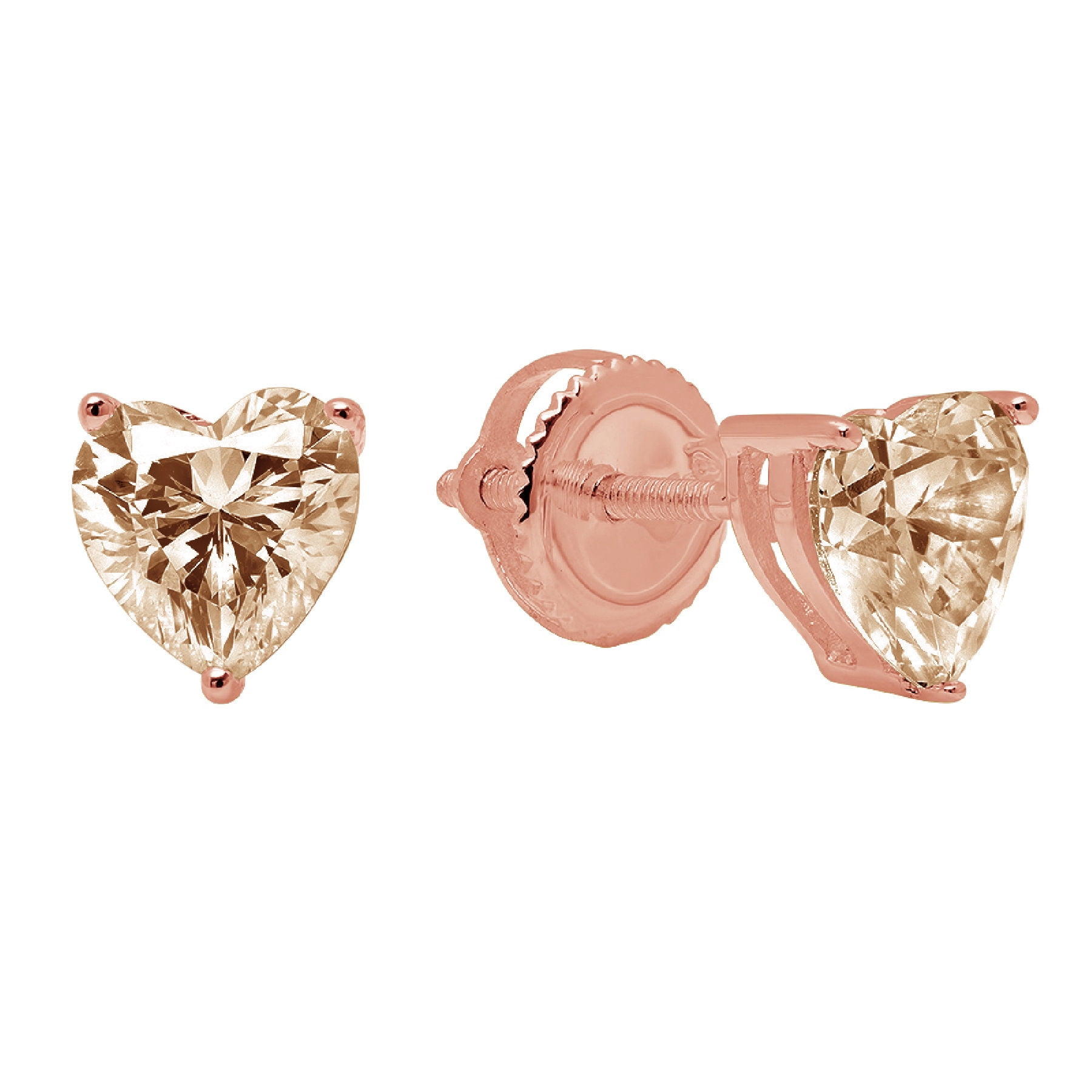 Details about   1.5CT Heart Cut Studs Natural Morganite Real 18k Yellow Gold Earrings Push back 