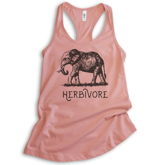 Herbivore Elephant Tank Top, Ladies Racerback Tank Top, Herbivore Tank, Vegan Veganism Tank, Animal Tank, Desert Pink, Medium