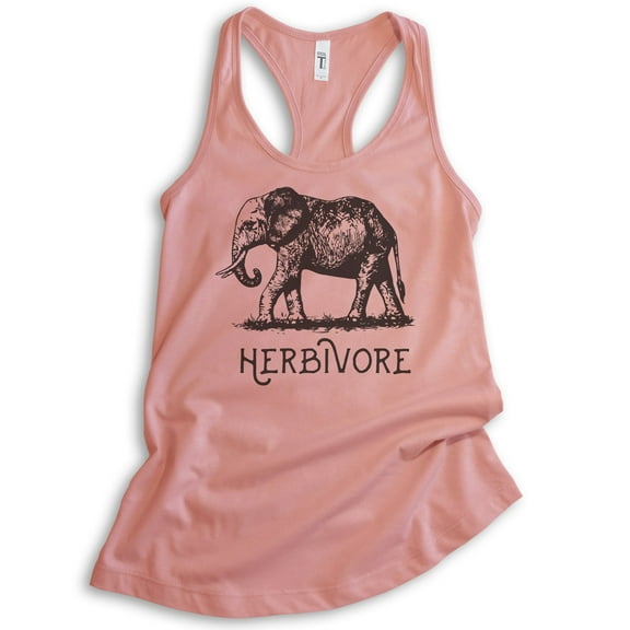 Herbivore Elephant Tank Top, Ladies Racerback Tank Top, Herbivore Tank, Vegan Veganism Tank, Animal Tank, Desert Pink, Medium