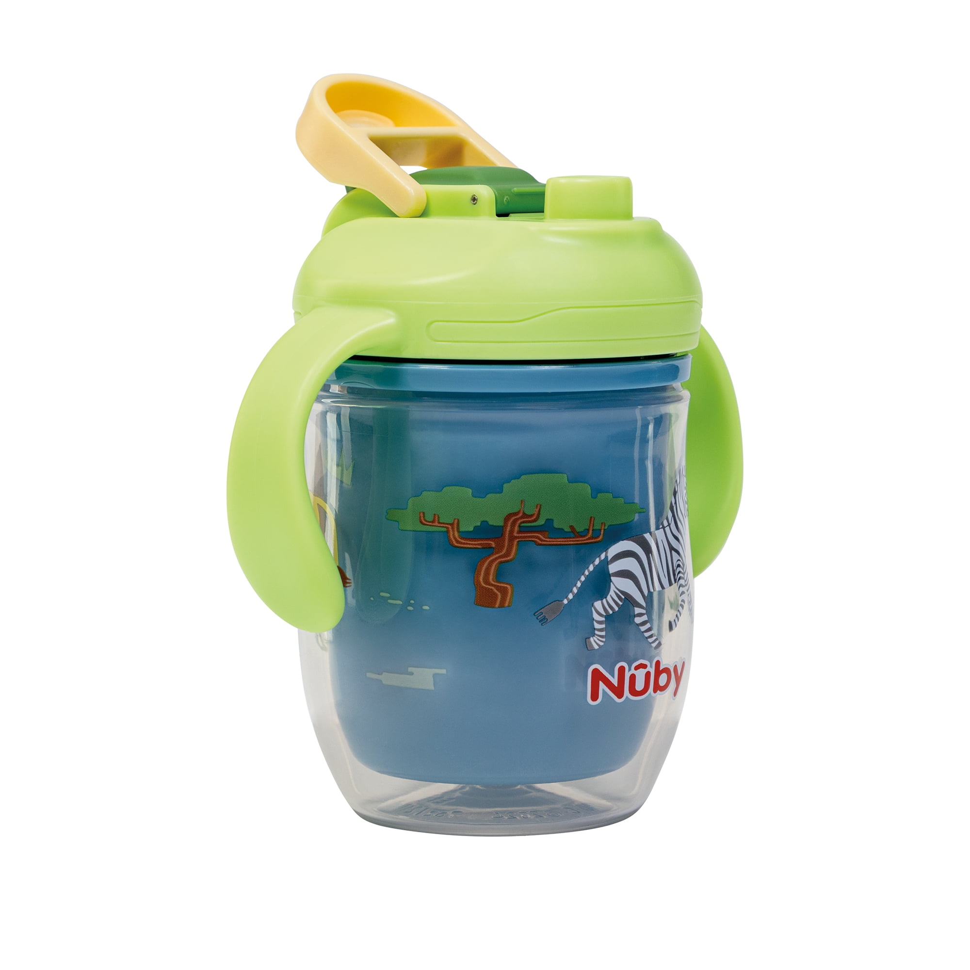 Nûby™ 2-en-1 Gobelet en Plastique Isolé pour Tout-Petit avec Bec & Paille Pondérée 360˚