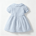 thumbnail image 4 of Baby Boy Girl Summer Outfits Peter Pan Collar Girl Dress Kids Puff Sleeve Button Dress Matching Boy Suspender Short Outfit Sets, 4 of 8