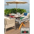 thumbnail image 4 of Outdoor Tablecloth with Umbrella Hole and Zipper, Christmas Trees Rectangle Table Cloth 60x84 Inch Waterproof Tablecloth, Xmas Snowflake Retro Black White Checkered Picnic Table Cover for Patio, 4 of 7