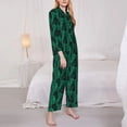 thumbnail image 3 of Fotbe Mint Bird Feathers Pattern Long Sleeve Pajama Set for Women,Sleepwear Set,2-piece Loungewear Set,Soft PJs Comfy Nightwear with Pockets -Medium, 3 of 7