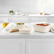 The Pioneer Woman Vintage Lace Ceramic Casserole Dish Set, Nesting Baking Dish with Lid, Linen, 6-Piece Set