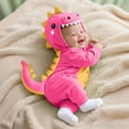 thumbnail image 2 of CUZIBR Dinosaur Baby Boy Girl Halloween Onesie Animal Romper Jumpsuit Hooded Zip Up Long Sleeve Cute Dress-up Party Clothes,Hot Pink,1-3 Months, 2 of 9