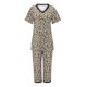 thumbnail image 1 of Gibobby Pijama algodón mujer Traje de dos piezas para mujer, conjunto de pijama a rayas, camisetas de manga corta y pantalones, ropa de dormir para correr(Caqui,CH), 1 of 5