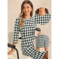 thumbnail image 2 of DARING DIVA Vintage Houndstooth 3/4 Sleeve Bodycon Dress XS Black, 2 of 6