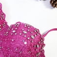 thumbnail image 6 of Tank Tops for Women,Lace Camisole Rhinestone Beaded Crop Top Belly Dance Corset Fishbone Bustier For Fashionable Layering,Camisole Tops for Women,Hot Pink,90, 6 of 7