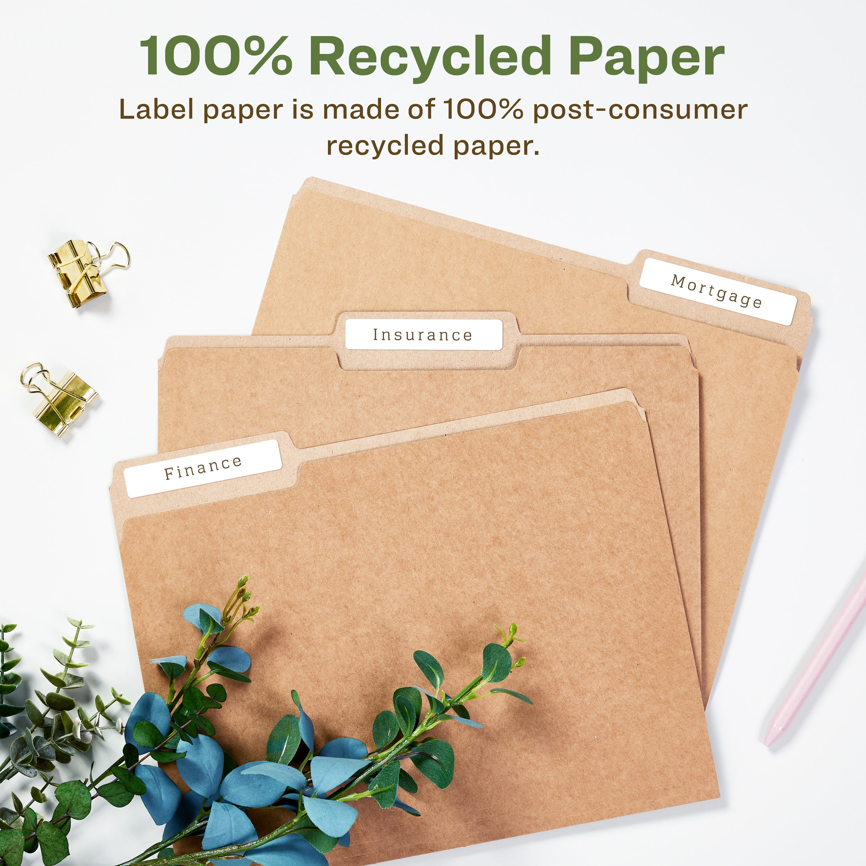 Avery EcoFriendly Folder Labels, 2/3" x 3-7/16", 750ct (48266)