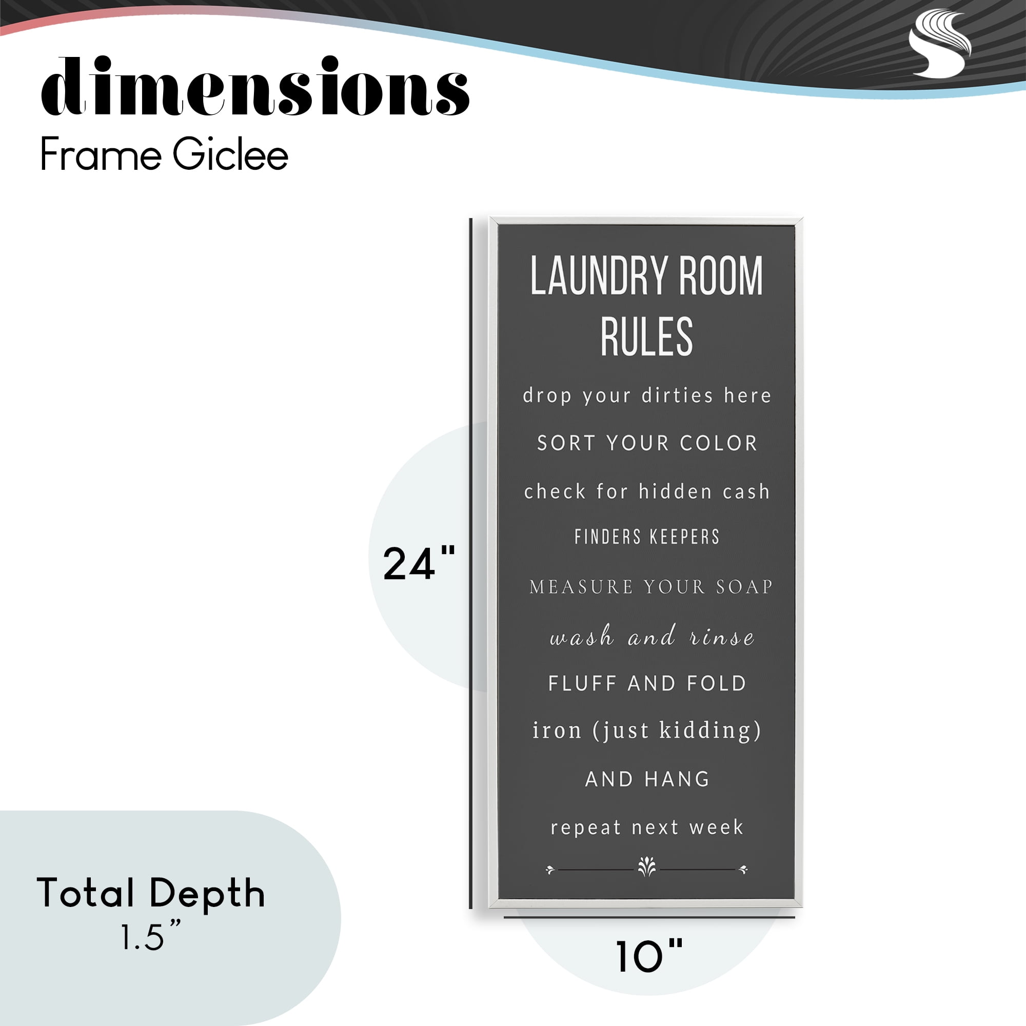Grey Rules of Laundry Room White Framed Giclee Art, design by Julia Frost