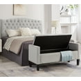 thumbnail image 3 of Storage Bench with Nails Trim, Upholstered Tufted Button Footrest Stool with Armrest and Soft Padded Seat, End of Bed Bench with Wood Legs for Living Room Bedroom Entryway, Gray, 3 of 7