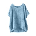 thumbnail image 6 of Hifoo Kids Breathable Linen Blend Loose Fit Round Neck Tee Tops For Girls Casual Comfortable Daily Wear Back To School Fashionable Blouses, 6 of 7