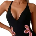 thumbnail image 4 of Lopeceal One Piece Swimsuit Women Slimming Floral Cut Out Color Block Bathing Suit Ruched Cheeky Swimwear, 4 of 6
