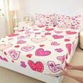 thumbnail image 3 of Manfei Romantic Love Heart Full Size Sheets, Rustic Kawaii Flower Floral Bed Sheets, Cute Cartoon Sheet Sets, Microfiber Bedroom Decor, 4pcs, 3 of 7