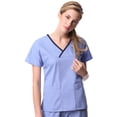 thumbnail image 1 of Maevn Core Contrast Y-Neck Mock Wrap Scrub Top [XXS - 5XL, FREE SHIPPING], 1 of 1
