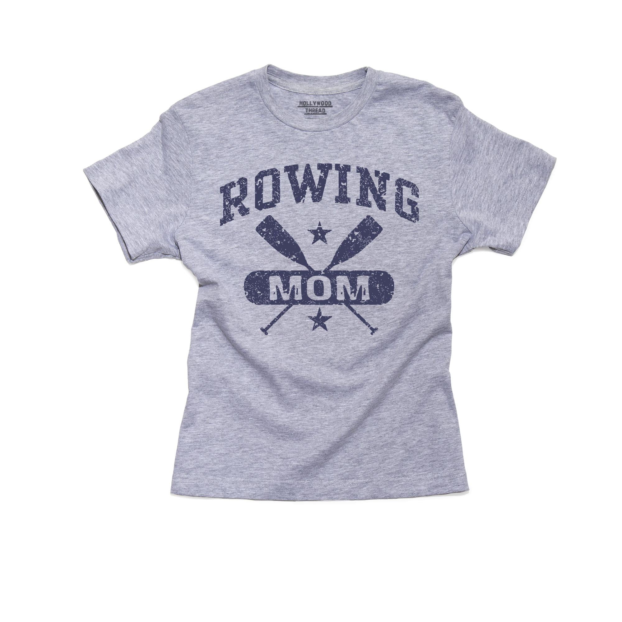 Rowing Crew Team Mom Oar Logo Trendy Boy's Cotton Youth Grey TShirt