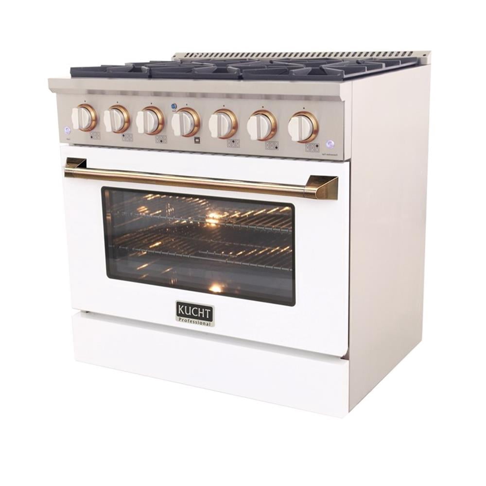 Pemberly Row 36" 5.2 cu. ft. Dual Fuel Range Natural Gas in White & Gold Accents