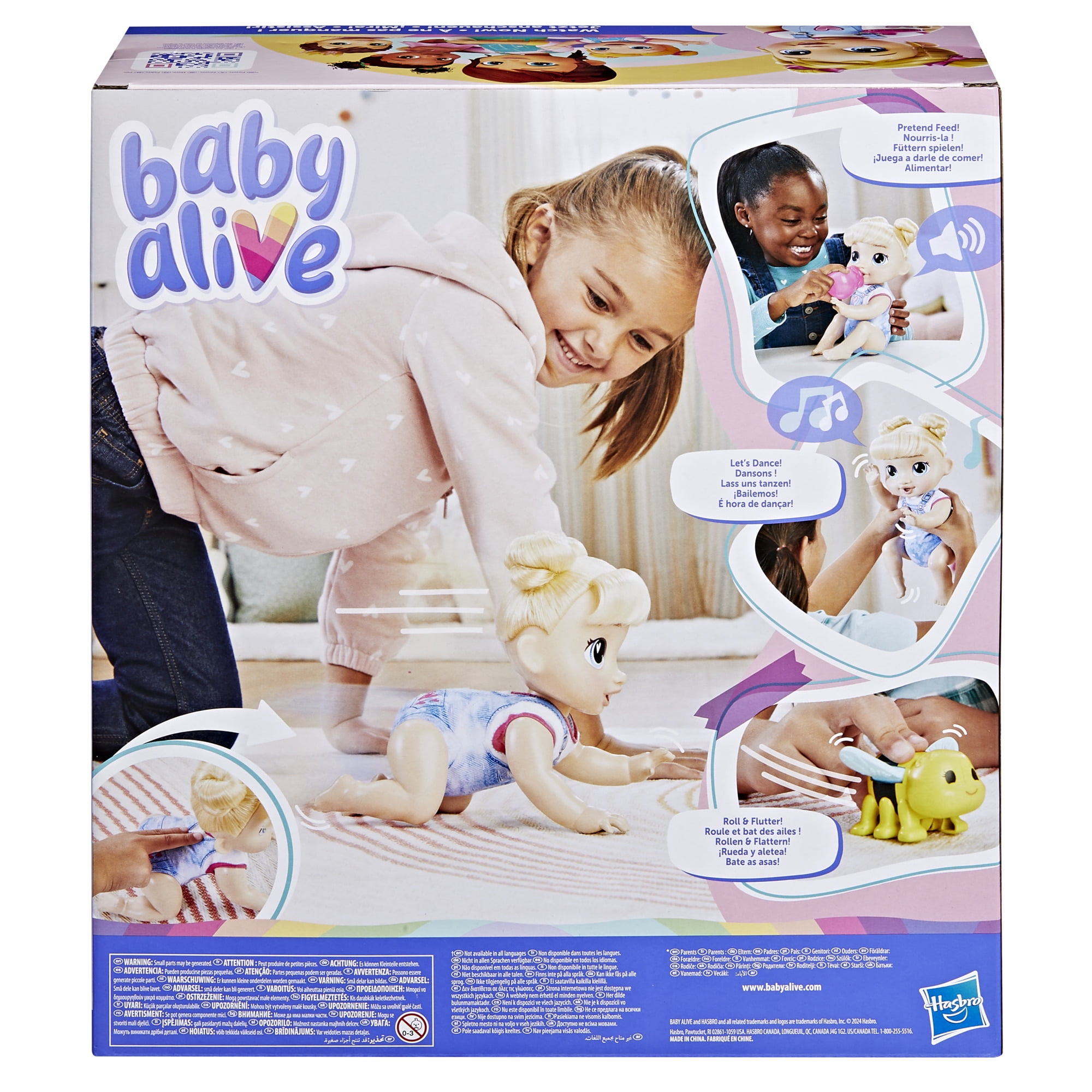 Baby Alive Crawl 'n Play Harper Hugs Doll, Blonde Hair, Electronic Kids Toys for Girls & Boys 3+