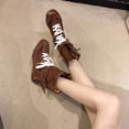 thumbnail image 7 of Ankle Booties for Women Low Heel Mid Heel Round Toe Lace Up Women Western Cowboy Flat Boxing Casual Vintage Boots Coffee 6.5, 7 of 7