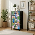 thumbnail image 7 of Dresser for Bedroom with 4 Storage Drawers Colorful Budgie Parrots Ornate Frames Tropical Leaves Pink Heart Dressers Chest of Drawers Steel Framed Fabric Closet Organizers for Entryway, 7 of 7