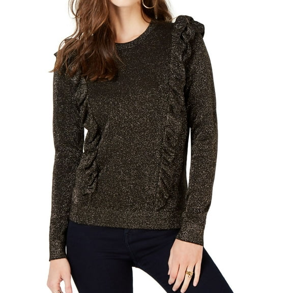 Michael Kors Womens Ruffle Pullover Sweater, gold, Petite, PS