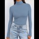 thumbnail image 5 of Camisetas de Larga para Mujer, Ropa Interior Térmica Básica de Otoño, Ropa de Invierno Azul Real S, 5 of 10
